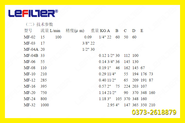 MF04液壓系統(tǒng)過濾器